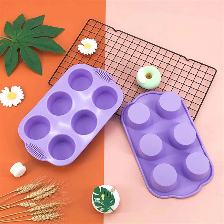 6PCS Silicone Bakeware Set Cake Tools Cookie Sheet Silicone Cake Molds Baking Pan Set for Muffin Loaf Bread Pizza