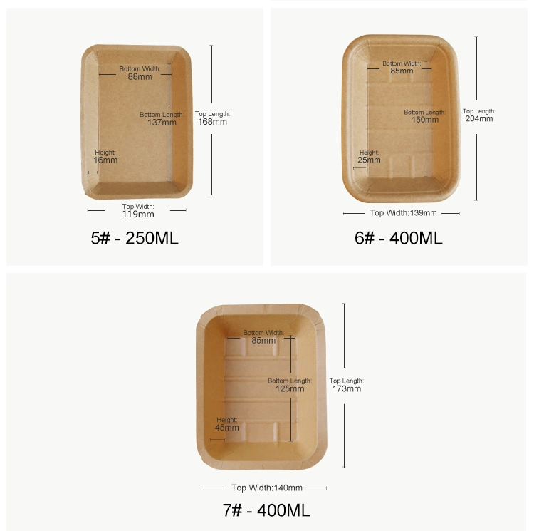 Disposable Eco-Friendly Food Grade Sushi Cookie Fruit Vegetables Kraft Paper Tray From China